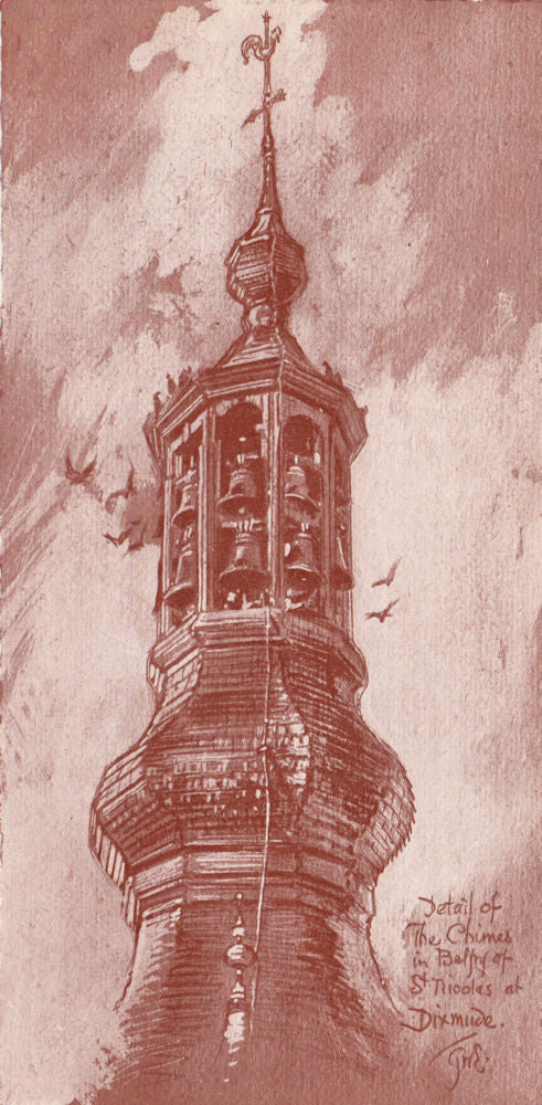 DIXMUDE (DIKSMUIDE) . Detail of the Chimes Belfry St. Nicholas. Belgium 1916